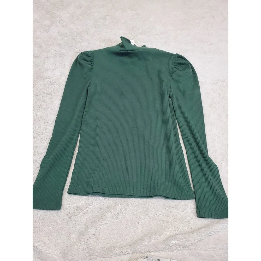 NWT Janie and Jack Green Ribbed Long Sleeve Top 7‎ Cottage Kidcore Minimalist